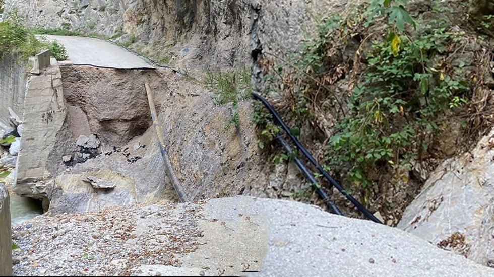 Selde &ccedil;&ouml;ken şeker kanyonu yolunun yapımı i&ccedil;in tık yok