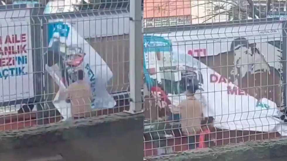 Kimden talimat alıyorlar? İstanbul'da Küçükçekmece Belediyesi'nin afişlerini söktüler...