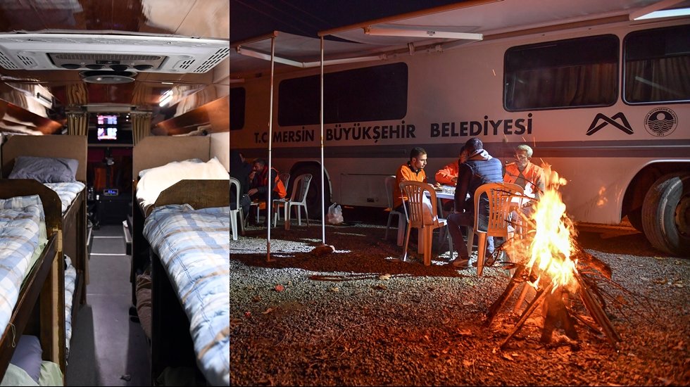 İl&ccedil;elere g&ouml;reve giden B&uuml;y&uuml;kşehir personeli tam donanımlı mobil yaşam otob&uuml;slerinde konaklıyor