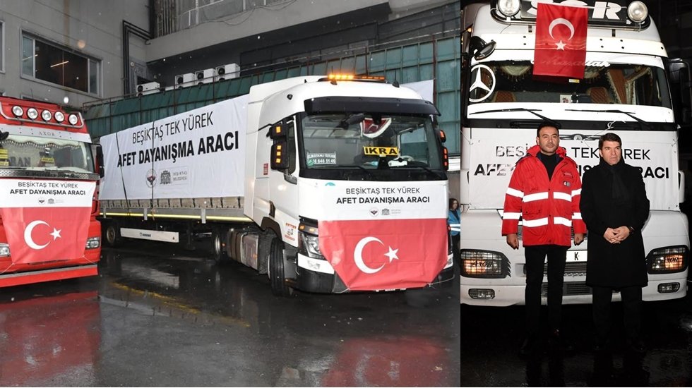 Beşiktaş belediyesi, 'Asrın felaketi'ni yaşayan deprem b&ouml;lgesine 131 tır dolusu yardım g&ouml;nderdi
