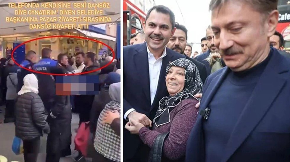 'Seni dans&ouml;z diye oynatırım' diyen AKP'li belediye başkanının &ouml;n&uuml;ne 'dans&ouml;z 'kıyafeti atıldı