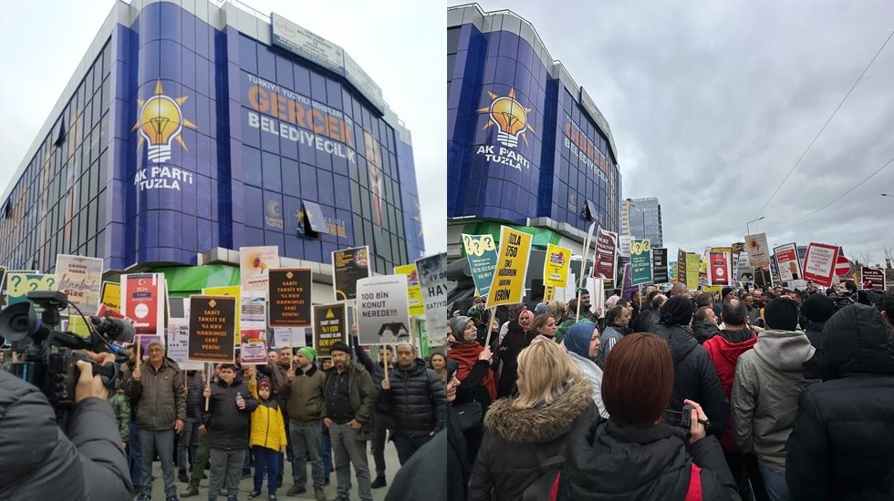 TOKİ mağdurlarından AKP &ouml;n&uuml;nde protesto&hellip;
