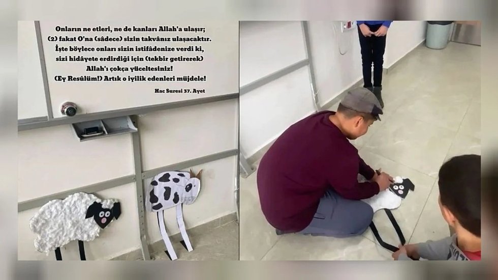 K&uuml;&ccedil;&uuml;k &ccedil;ocuklara koyun maketinin kestirilmesi Meclis&rsquo;te