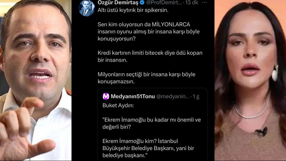 Demirtaş ile Buket Aydın arasında 'İmamoğlu' tartışması: 'Altı &uuml;st&uuml; kıytırık bir spikersin...'