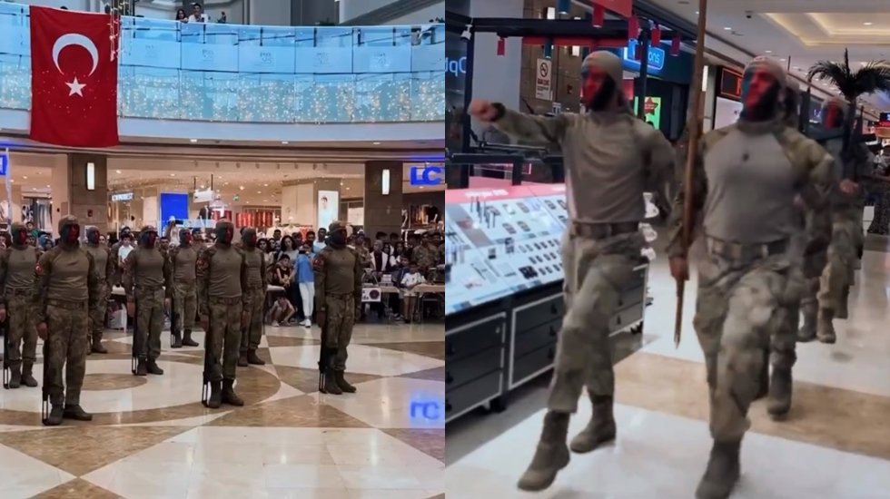 Tepki yağan g&ouml;r&uuml;nt&uuml;ler: Jandarma Teşkilatı'nın 185. kuruluşu AVM'de kutlandı!
