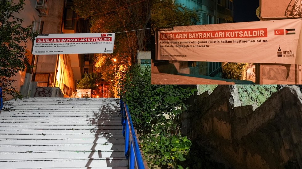 Beyoğlu Belediyesi&rsquo;nden Cihangir merdivenlerine &ccedil;izilen Filistin Bayrağı&rsquo;na ilişkin a&ccedil;ıklama&hellip;
