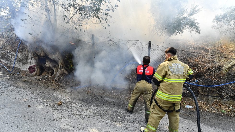 İzmir İtfaiyesi 700'&uuml;n &uuml;zerinde itfaiye personeli ve y&uuml;zlerce ara&ccedil;la sahada