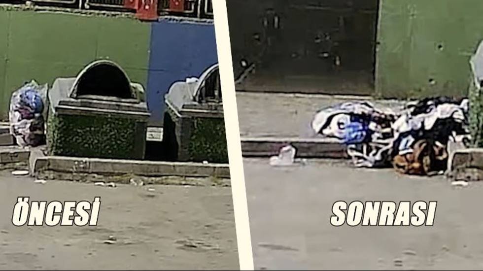 Çöpleri bilinçli olarak etrafa saçan şahıs kameraya yakalandı!