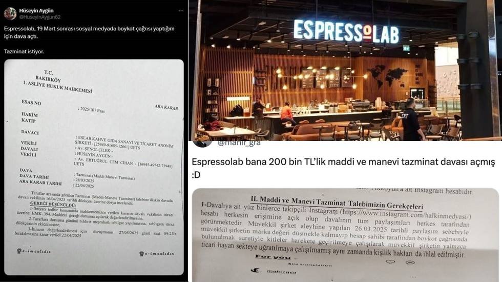 Espressolab'den boykot çağrısı yapanlara dava…