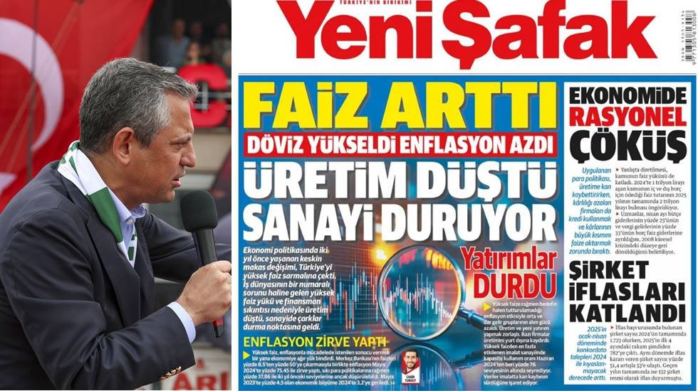 Yeni Şafak'ın manşetine atıfta bulunan Özel, "Mehmet Şimşek'e odunla vurmuşlar!"