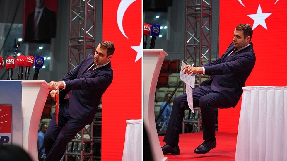 CHP İzmir İl il başkanı se&ccedil;ilen &Ccedil;ağatay G&uuml;&ccedil; k&uuml;rs&uuml;de bayıldı!