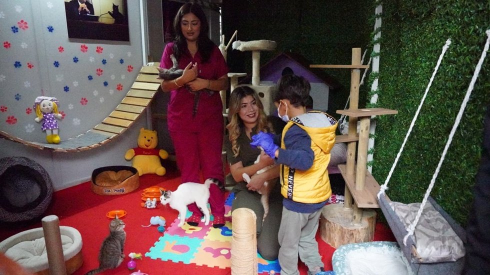 Minikler, barınaktaki can dostlarla buluştu