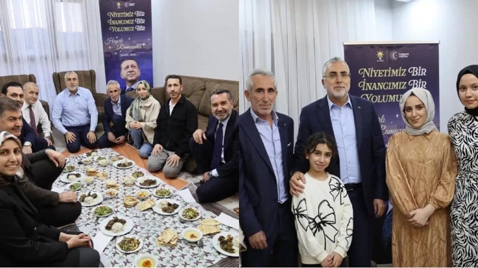 Bakan Işıkhan&rsquo;ın iftar sofrasında Erdoğan posterli reklam panosu!