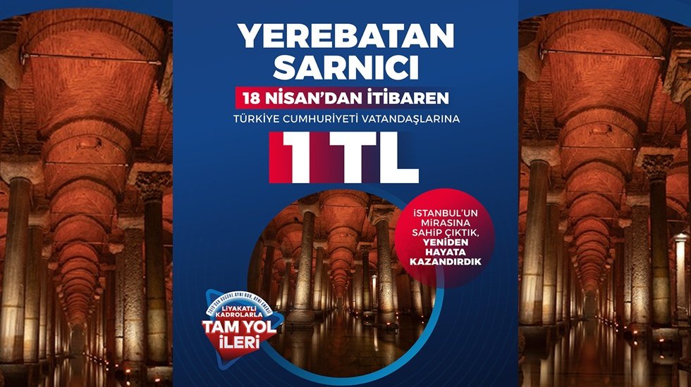 Yerebatan sarnıcı T&uuml;rk vatandaşlarına 1 TL!